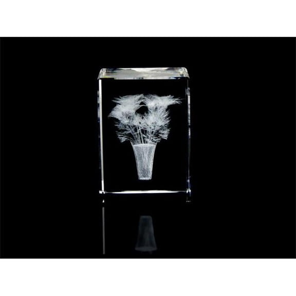 Asfour Crystal 1159-70-72 2 L x 2.75 H x 2 W in. Crystal Laser-Engraved Flowers Miscellaneous Laser-Cut