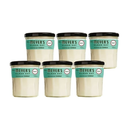 Mrs. Meyer's Soy Candle, Basil, 7.2 oz (Pack of 6)