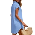thumbnail image 7 of TRUNZI Beach Cover Ups for Women Short Sleeve V Neck Flowy Loose Fit Lightweight Bathsuit Swimwear Dresses Blue S, 7 of 7