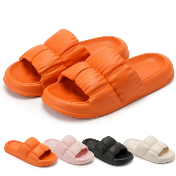 Gustave Unisex Slides Sandals Non-Slip Soft Slippers, Open Toe Orange, W 9-10, M 7-8