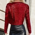 thumbnail image 6 of MAOQHI Women's Sequin Jackets Open Front Coat Casual Long Sleeve Sparkly Cardigan Coat Solid Color Womens Blazer Tops for Women Trendy B-Red XXL, 6 of 9