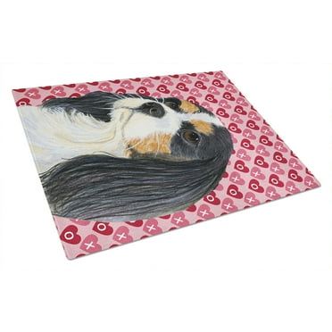 Carolines Treasures LH9144LCB Cavalier Spaniel Hearts Love and Valentines Day Portrait Glass Cutting Board Large 12H x