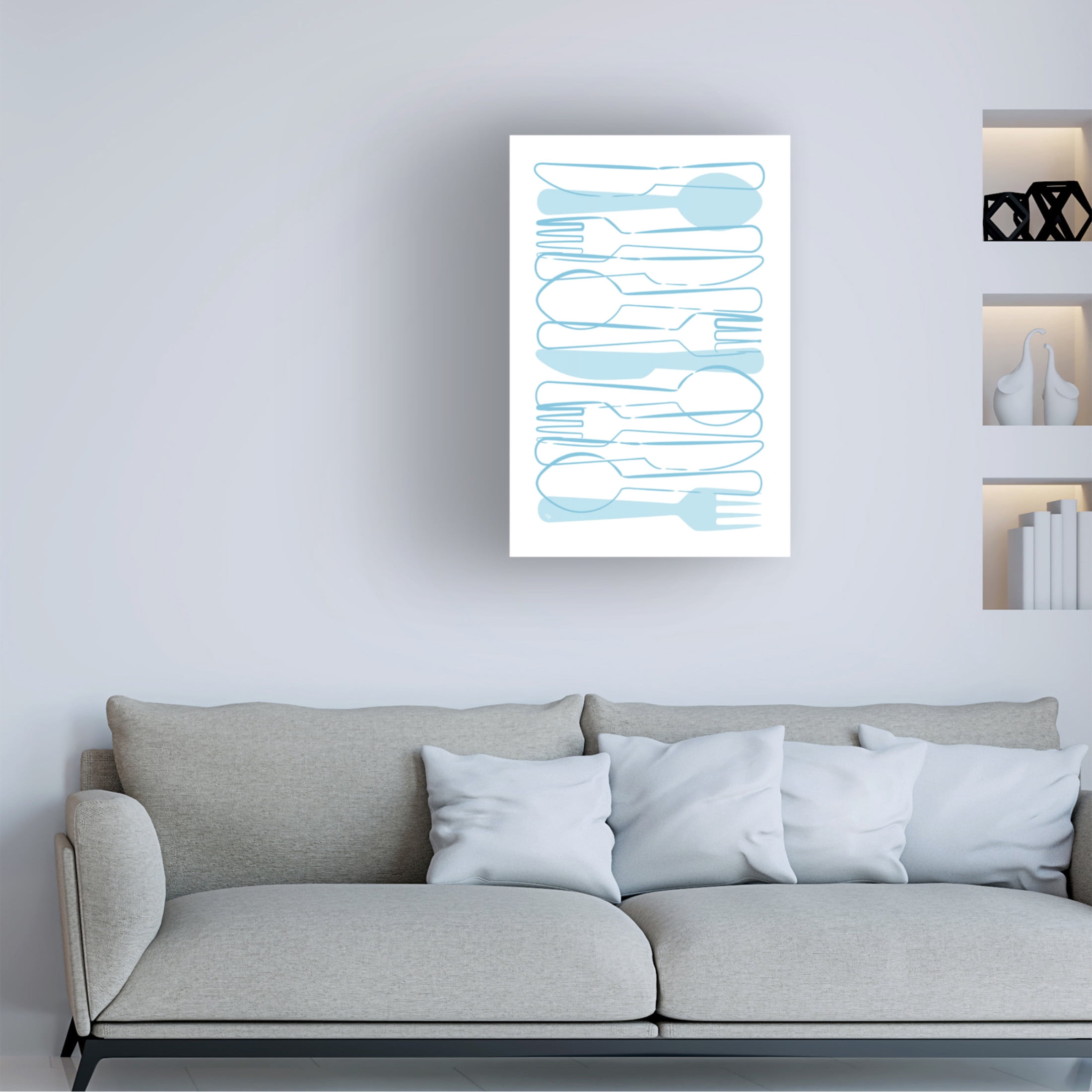 Trademark Fine Art Martina Blue Cutlery Canvas Wall Art
