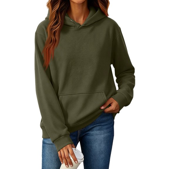 Textilo Womens Hoodies Long Sleeve Hooded Hoodies with Pocket Solid Color Sweaters Pullover Y2k Fall Winter 2026 Comfy Casual Outfits,Camouflage Green XL