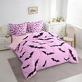 thumbnail image 3 of Feelyou Kids Halloween Bat Bedding Comforter Set 7 Pieces, Gothic Horror Animal Full Bedding Set, Black Plum Reversible Fitted Sheet Flat Sheet, Ultra Soft Home Decor, 3 of 7