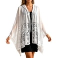 thumbnail image 3 of AHMOMEI Women’s Lace Floral Open Front Kimono Cardigan, Lightweight Sheer Embroidered Cover Up, Casual Summer Beach Shawl (White), 3 of 7