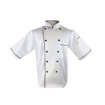 UScarmen Uniform Chef Coat Unisex Short Sleeve Catering Jackets 019-02 (White, Medium)