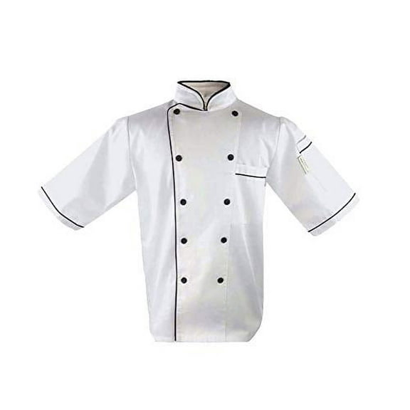 UScarmen Uniform Chef Coat Unisex Short Sleeve Catering Jackets 019-03 (White, Large)