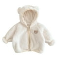 thumbnail image 1 of Gibobby Chamarra niñaChaqueta para niños y niñas recién nacidos, ropa de abrigo con capucha y orejas de de dibujos animados, abrigo de invierno cálido co(Blanco, 6-12 Meses), 1 of 5