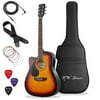 Jameson Left-Handed 41-Inch Full-Size Acoustic Electric Guitar with Thinline Cutaway Design, Sunburst