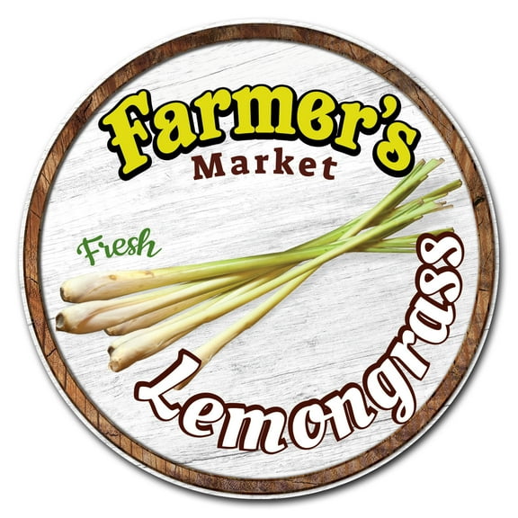 SignMission Circular Rigid Plastic Sign 12" Tall - Farmer's Market Lemongrass | Plastic Sign |  Made in the USA