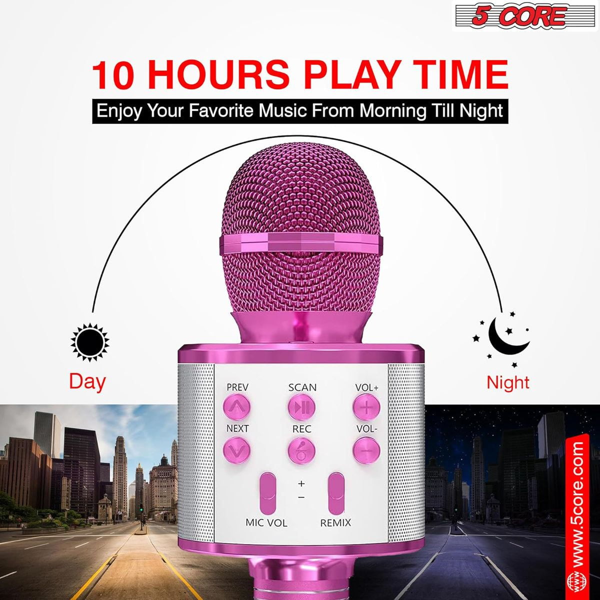 5CORE Bluetooth Wireless Karaoke Microphone, 2Pcs, Pink, Blue