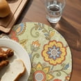 thumbnail image 3 of Gray Green Boho Floral Round 13 Inch Placemats Set of 8, Vintage Abstract Art Ethnic Flowers HeatResistant Non Slip Place Mats for Dining Table, Wipeable Braided Kitchen Table Mats for Housewarming, 3 of 9