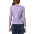 thumbnail image 3 of INSPIRE CHIC Women's Round Neck Long Sleeves Sheer Flower Embroidery Lace Blouse M Purple Gray, 3 of 7