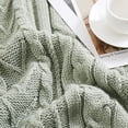 thumbnail image 5 of ZXNYH Sage Green Cable Knit Throw Blanket Queen Size for Bed Couch Sofa, Super Soft Cozy Knitted Blanket 90" x 90" Bed Blankets Full Size, 5 of 6