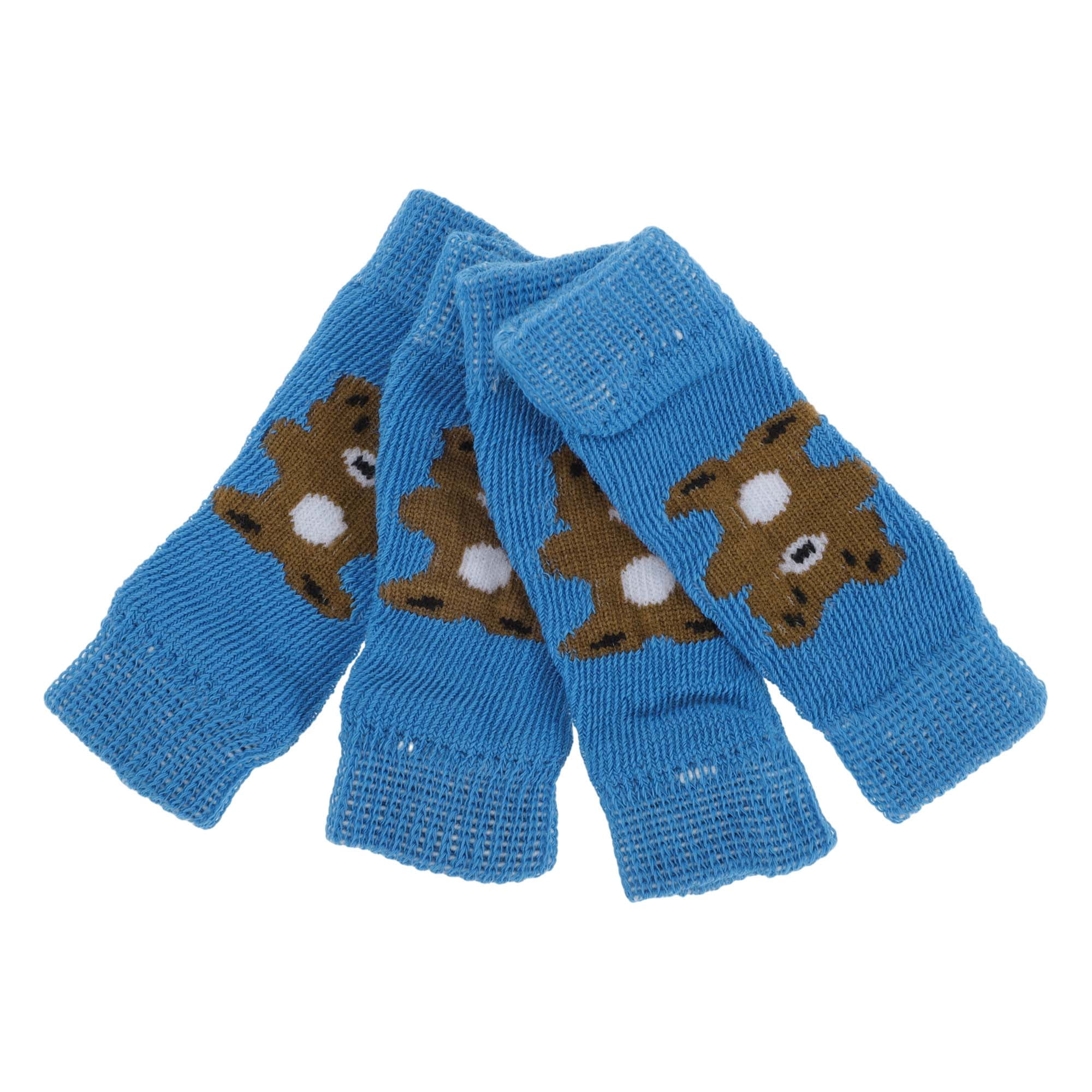 Unique Bargains Pack of 4 Dog Soft Knitted Socks Joint Protection Blue S