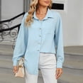 thumbnail image 2 of Timegard Formal Tops for Women Long Sleeve Lapel Neck Button Shirts Solid Color Work Casual Loose Tops, 2 of 8