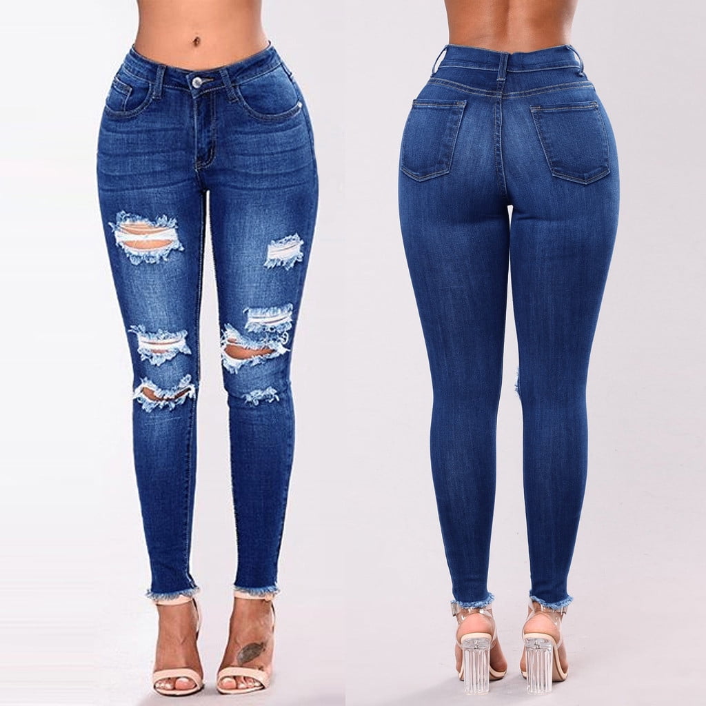 TOTO Ripped Jeans For Women Fashion Womens Jeans Denim Hole Female Mid ...