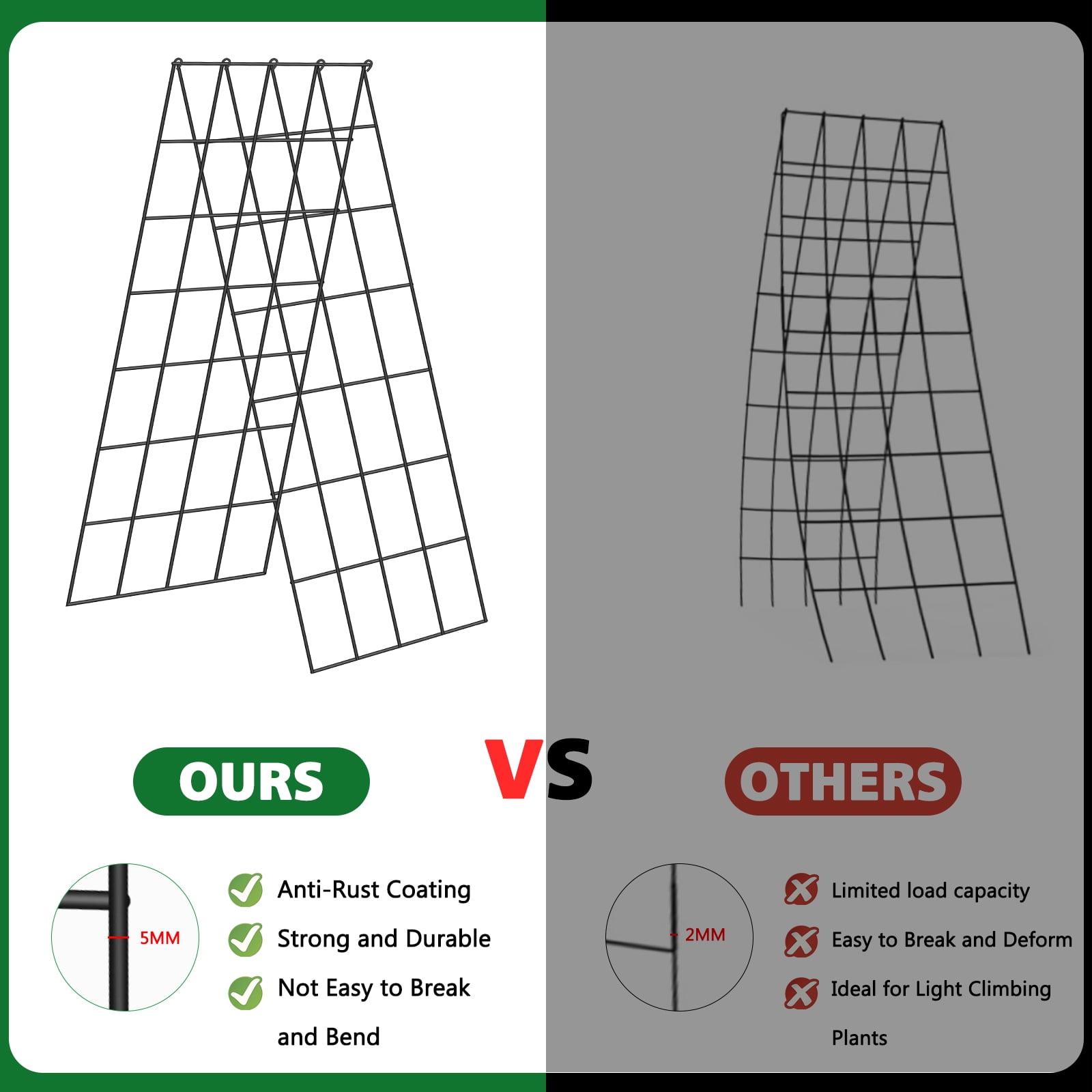 ROMUCHE 2 Pack Trellis 39” A-Frame Cucumber Folding Garden Trellis for Climbing Plants Outdoor