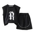 thumbnail image 2 of Conjuntos de camisetas sin mangas con cuello redondo, conjunto de ropa de verano para niños y niñas, incluye camiseta sin mangas, ropa deportiva y casual elegante y pantalones con cintura elástica, co, 2 of 5