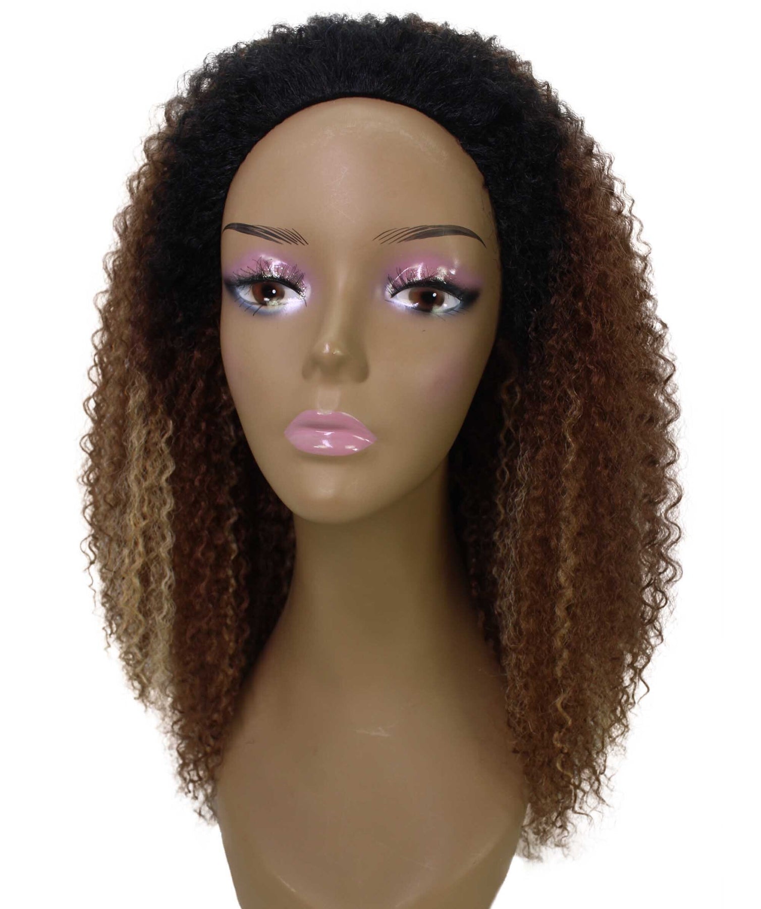 LUXLUXE Rosario Curly Body Waves 20 in Long Half Wig Mix Human Hair and Synthetic Fibers, Multiple Shades of Natural & Blended Colors