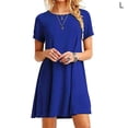 thumbnail image 1 of Vestido Mujer Verano Camiseta Larga Vestido De Manga Corta De Color Sólido, Azul, L Methold AP001906-18, 1 of 4