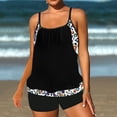 thumbnail image 2 of Busydd Women Swimsuits S-3XL 2 Piece Tankini with Boyshorts Trendy Print Strap Bathing Suit Round Neck Swimwear, 2 of 6
