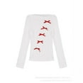 thumbnail image 3 of BUYISI Innovative Womens Long Sleeve Sweater with Stylish Bow and One Shoulder Cut White M, 3 of 9