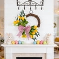 thumbnail image 5 of YingYouFu Spring Artificial Tulip Bow Wreath, Home Decoration Door Hanger Ornament, Faux Flower Rattan Wreath for Wall Hanging Front Door Garden Entryway Yellow, 5 of 6