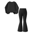 thumbnail image 6 of vzibsiv Girls 2 Piece Outfits Long Sleeve Crew Neck Sweatshirt Flare Pants Tracksuit Casual Fall Winter Clothing Set Black 7-8Years, 6 of 6