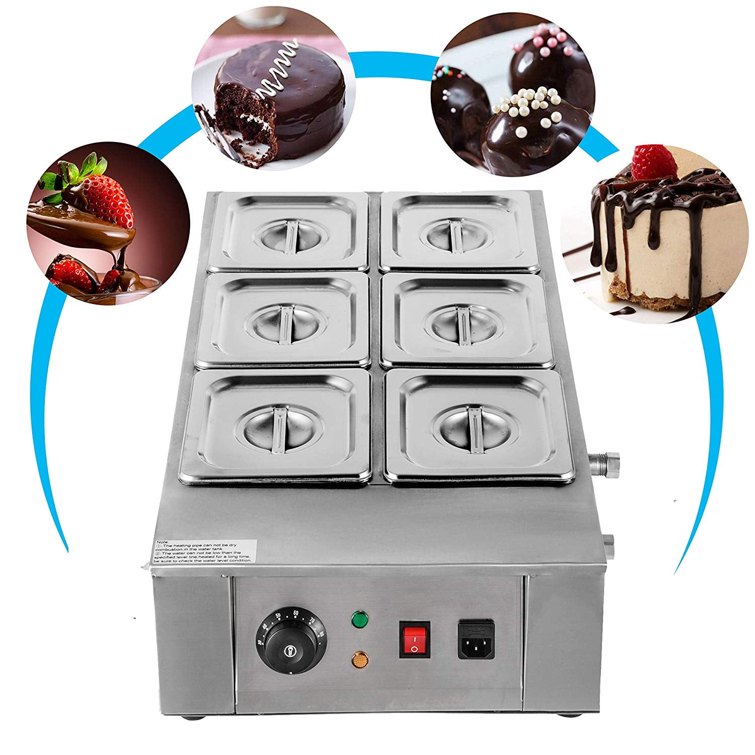 VEVOR Electric Chocolate Melting Pot Machine 6 Tanks Commercial