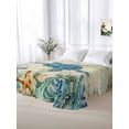 thumbnail image 6 of Teal Sea Turtle Coastal Flat Sheet Only Twin Size, Soft Breathable Bed Top Sheets for Mattress, Vintage Summer Beach Seaweed Luxury Bedding Flat Sheets for Home Hotel Bedroom Bed Protection, 6 of 9