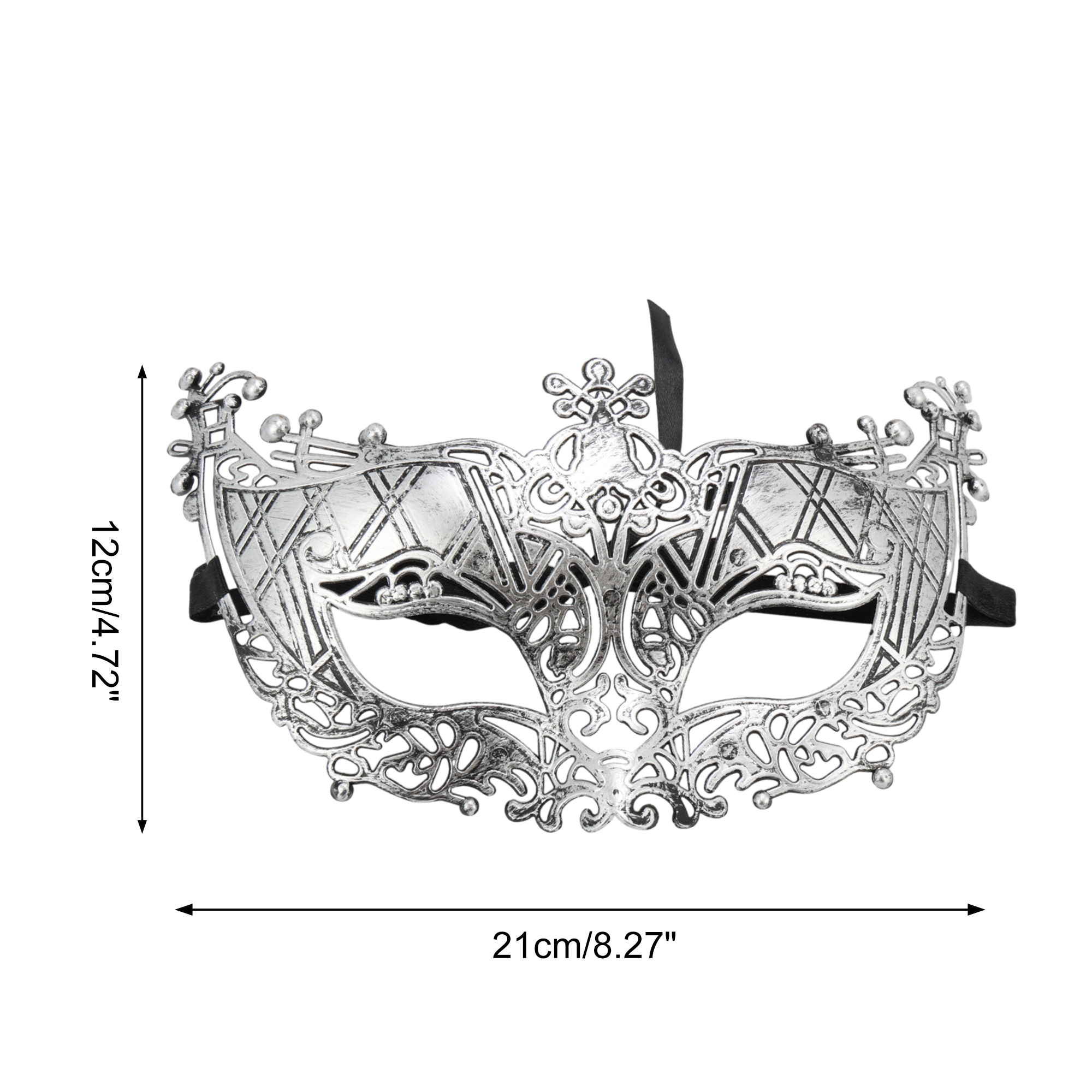 Unique Bargains Elegant Half Face Party Mask 1 Pcs Silver Pattern 4