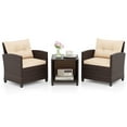 thumbnail image 2 of Costway 3 PCS Patio Sofa Set with Cushions & Tempered Glass Tabletop for Backyard, 2 of 10