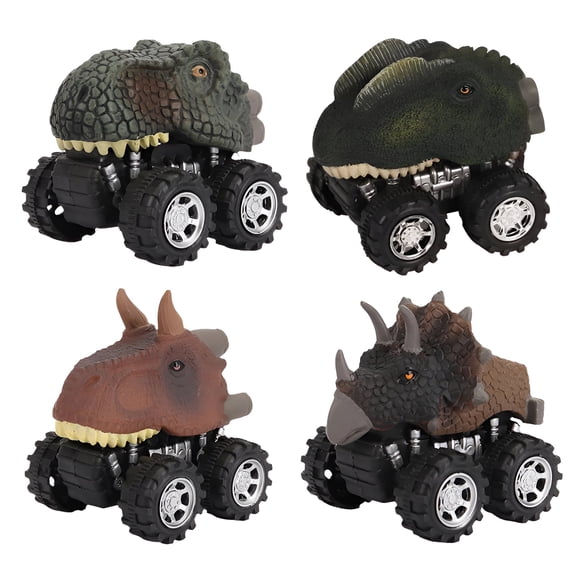 BESTSKY 4Pcs Cars Toys,Inertia Drive Design Toddler Toys for Boys,Dinosaur Model Car Car Game,,