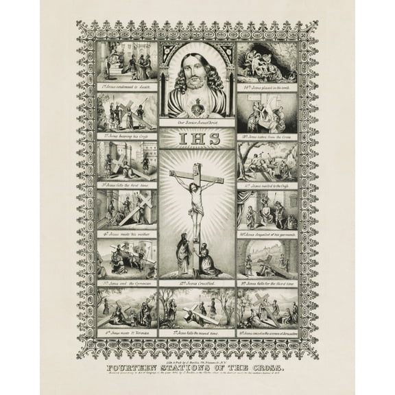 Print: Fourteen Stations Of The Cross, 1845