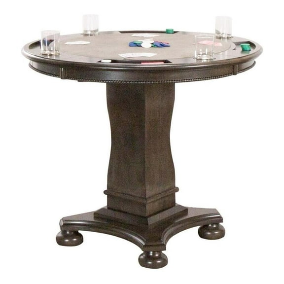 Bowery Hill 42.5" Round Wood Dining/Chess/Poker Table in Gray