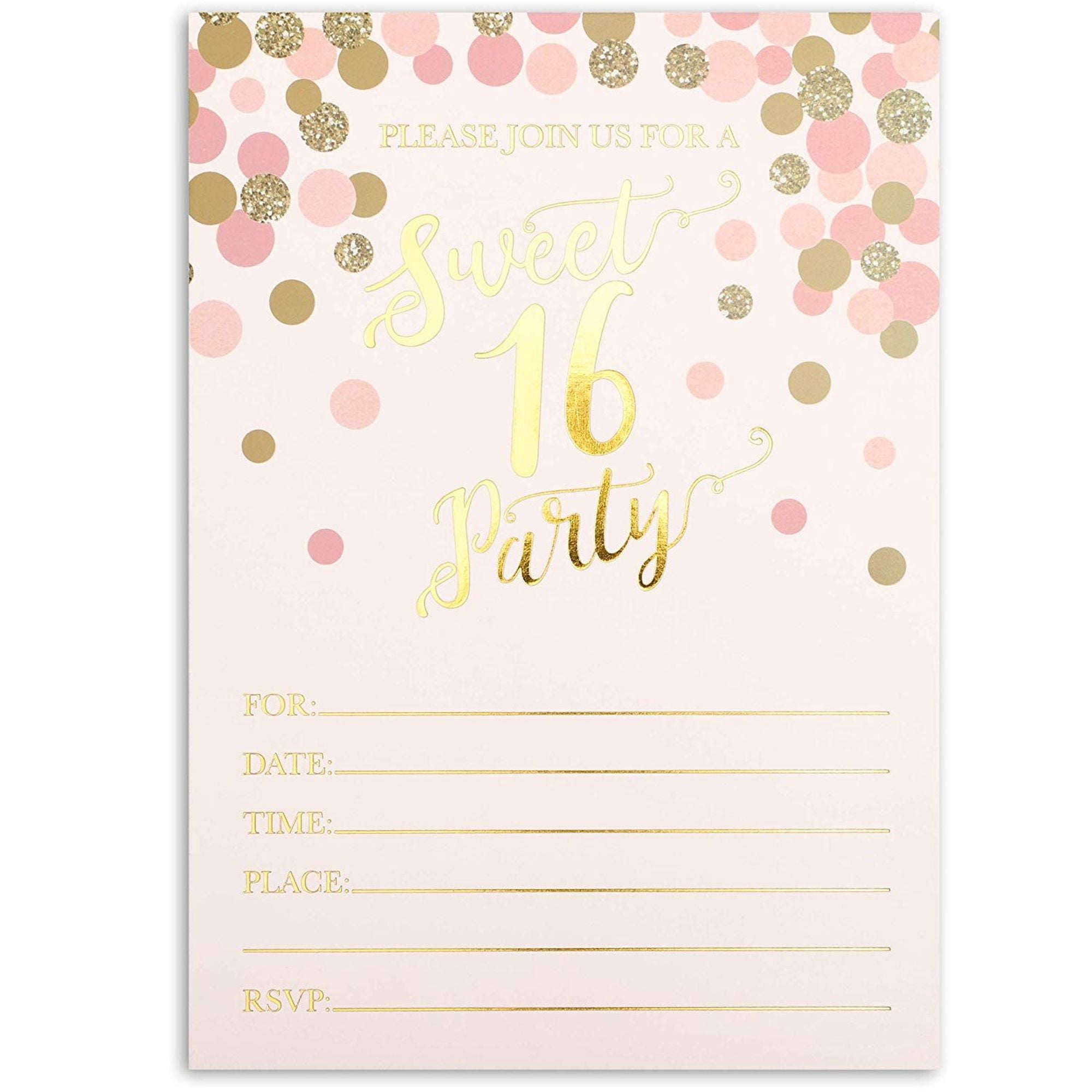SWEET 16 SIXTEEN BIRTHDAY PARTY INVITATIONS & THANK YOU CARD SET 20 CARDS