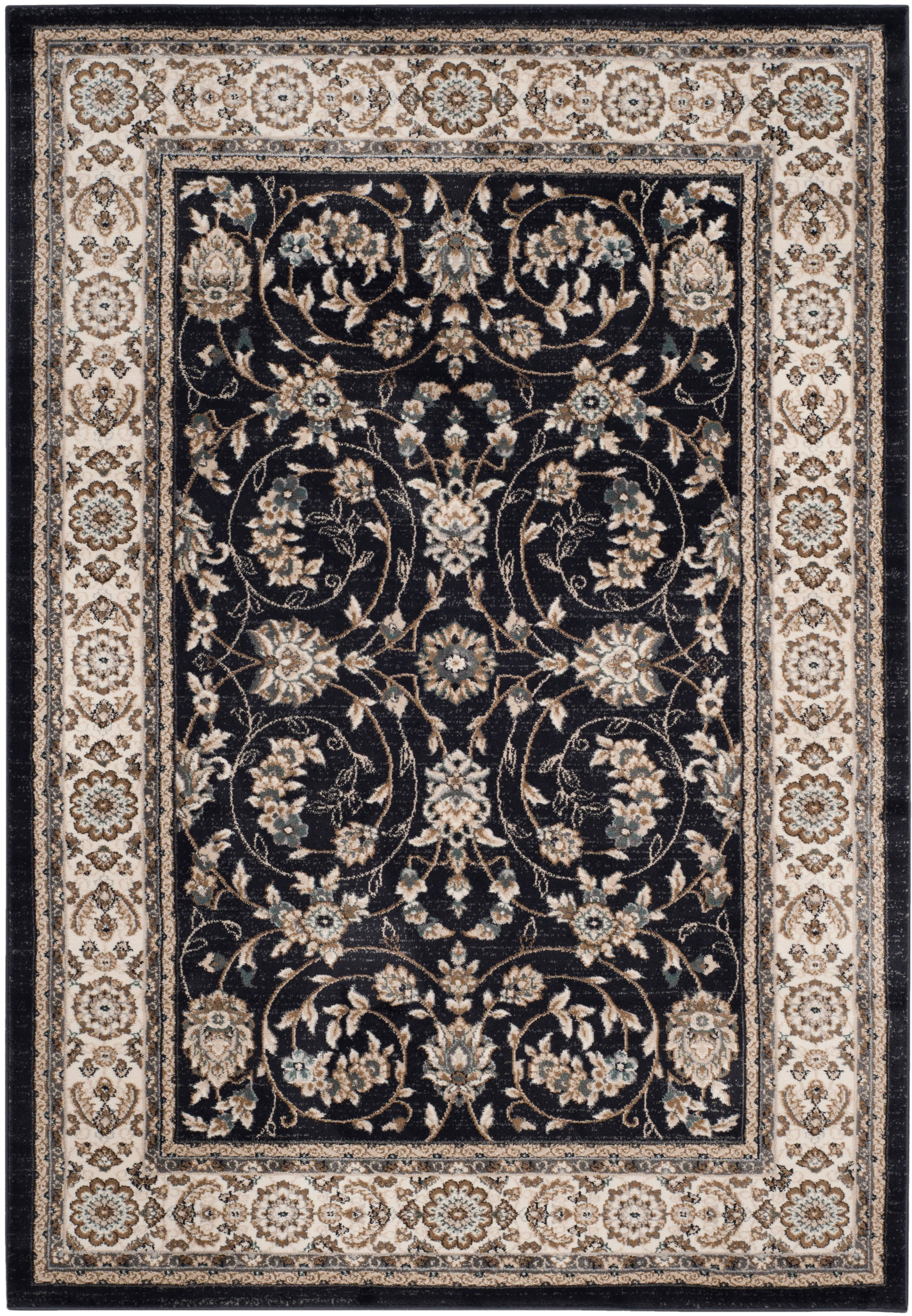 SAFAVIEH Lyndhurst Janel Traditional Bordered Area Rug, Anthracite/Cream, 4' x 6'
