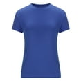thumbnail image 6 of Bigersell Cute Summer Tops for Women Short Sleeve Solid Color Crewneck Casual Tops Pullover T-shirt Regular Pullover Square Neck Short Sleeve Tunic Tops Style B10240, Blue S, 6 of 8