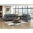 thumbnail image 3 of Maklaine Modern / Contemporary Faux Leather Upholstered Sofa in Dark Gray, 3 of 7