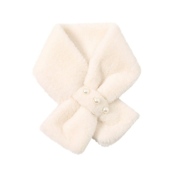 Alkepwun Plush Scarf for Women Winter Furry Faux Fur Loophole Short Scarf Soft Cozy Neck Warmer Wrap with buttons