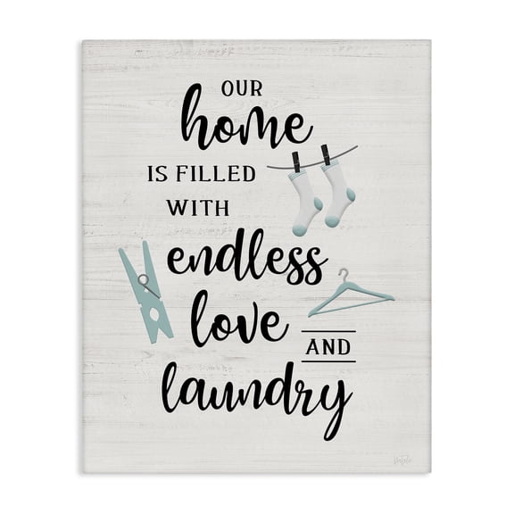 Stupell Industries Cursive Love & Laundry Bath & Laundry Painting Wrapped Canvas Art Print Wall Art, 16 x 20