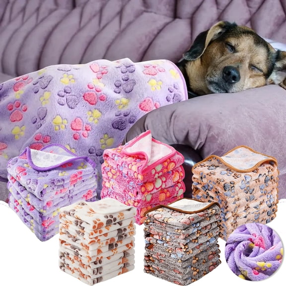 Pet Mats Super Soft Fluffy Premiums Pet Blanket Dog Cats Mats Pet Blanket Flannel Throw Washable Pet Blankets Cats Dog Paw For Cats Dog Bed Couch Bed Set 5pcs
