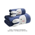 thumbnail image 3 of Easter Bunny Bath Towel Set | Thickened Coral Velvet | Quick-Dry & Highly Absorbent | 75X35Cm + 70X140Cm Towels | Blue Polyester Holiday Bath Set, 3 of 6