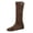 Coffee, variant on Coffee Casual Ladies Suede Look Boots Western Winter Belt Buckle Solid Color Slim High Tube Knight Riding Boots