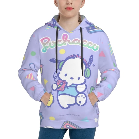Sanrio Pochacco Kids' Hoodie 3d Print Sweatshirt Soft Pullover Hooded With Big Pockets Fans Gifts For Boys Or Girls Small