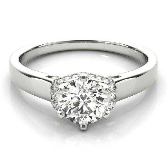 Lina Jewelry 2.13 Ct Brilliant Round Chevron Halo Engagement Ring - 14K White Gold Plated - Moissanite in Prong Setting - Perfect Engagement & Wedding Ring for Women - Gift for Her