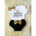 thumbnail image 3 of Maxcozy Daddy's Princess Infant Baby Girl Romper + Short Pants + Headband Outfits Clothes, 3 of 9
