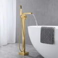 thumbnail image 2 of CoSoTower Bathroom Freestanding Waterfall Tub Filler Brushed Gold Floor Mount Faucet With Hand Shower, 2 of 6